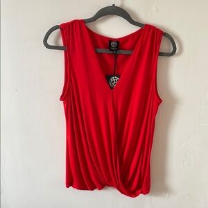 Bobeau Red Wrap Tank Top with V-Neck